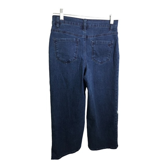 DG2 Diane Gilman Women Wide Leg Jeans Boho Blue Floral Embroidered Pants 4 - Picture 4 of 7